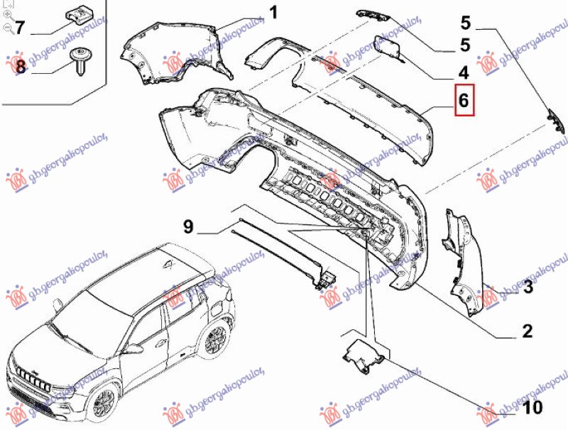 SPOJLER ZADNJEG BRANIKA TAMNO-SIVI (ORIGINALNI) JEEP AVENGER 2022- (J2)