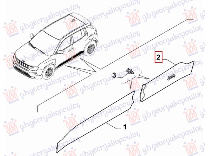 LAJSNA ZADNJIH VRATA (ORIGINALNI) JEEP AVENGER 2022- (J2)