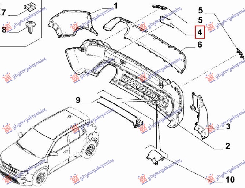 POKLOPAC KUKE ZADNJEG BRANIKA (ORIGINALNI) JEEP AVENGER 2022- (J2)