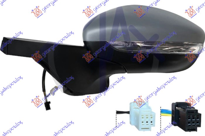 RETROVIZOR ELEKTRICNI SA GREJACEM PM (ELEKTRO-SKLOPIV) (MIGAVAC) (6+2 PIN) 2018- (KONVEKSNO STAKLO) CITROEN C3 2016-2024 (SX)