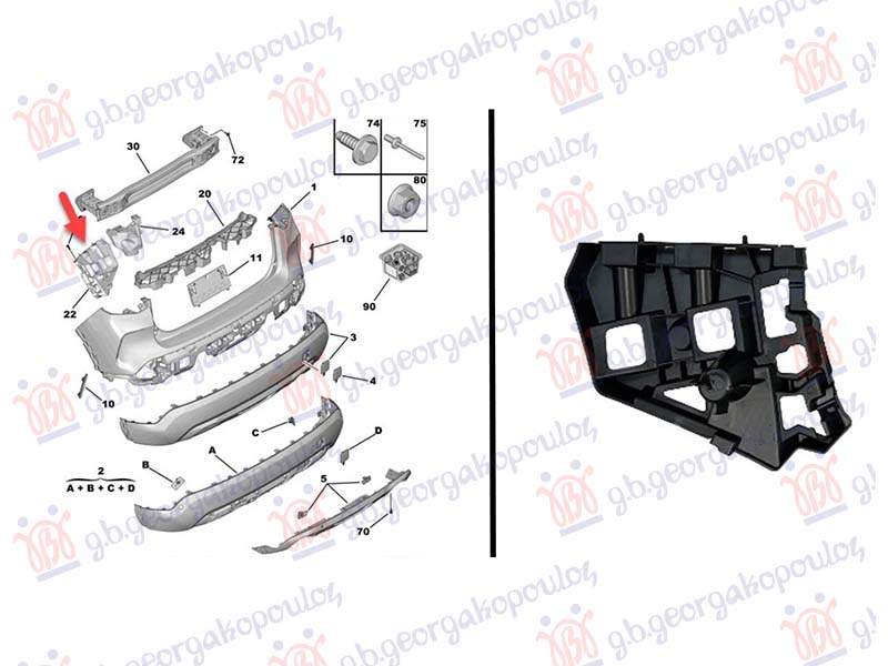NOSAC ZADNJEG BRANIKA BOCNI PLASTICNI CITROEN C4 2020- (BA/BB/BC)