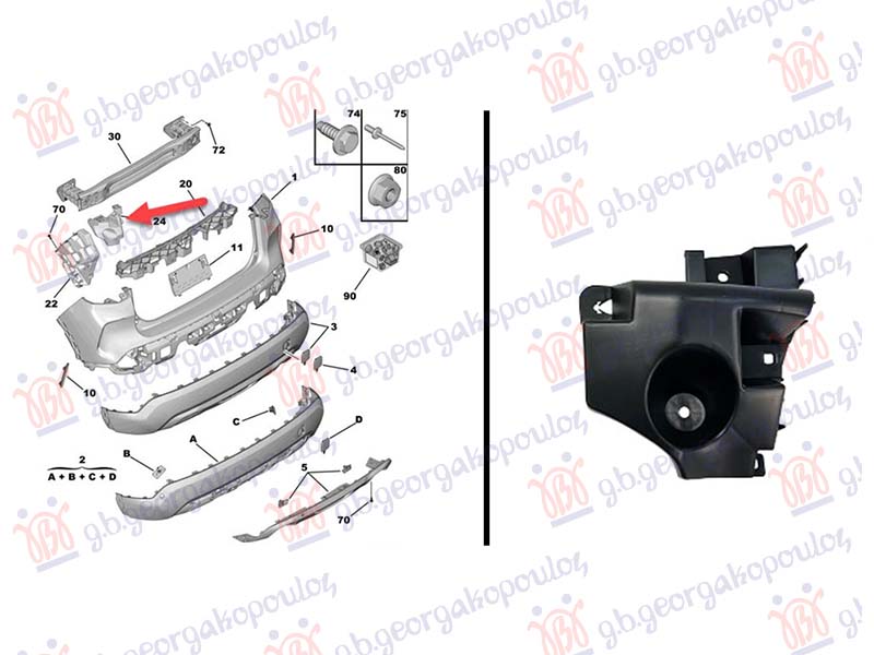 NOSAC ZADNJEG BRANIKA PLASTICNI (ISPOD STOP LAMPE) CITROEN C4 2020- (BA/BB/BC)