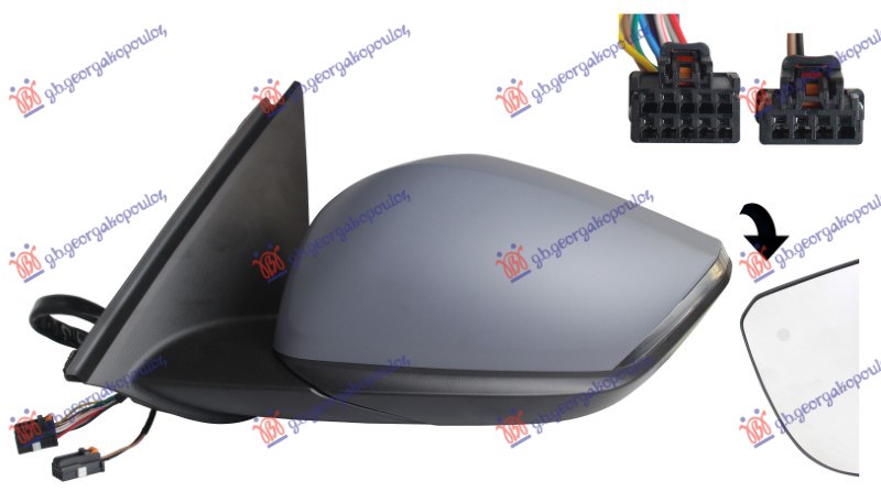 RETROVIZOR ELEKTRICNI SA GREJACEM PM (ELEKTRO-SKLOPIV) (MIG) (SVETLO) (MRTAV UGAO) (10OTV 10PIN + 4OTV 2PIN) (A KVAL) CITROEN C4 2020- (BA/BB/BC)