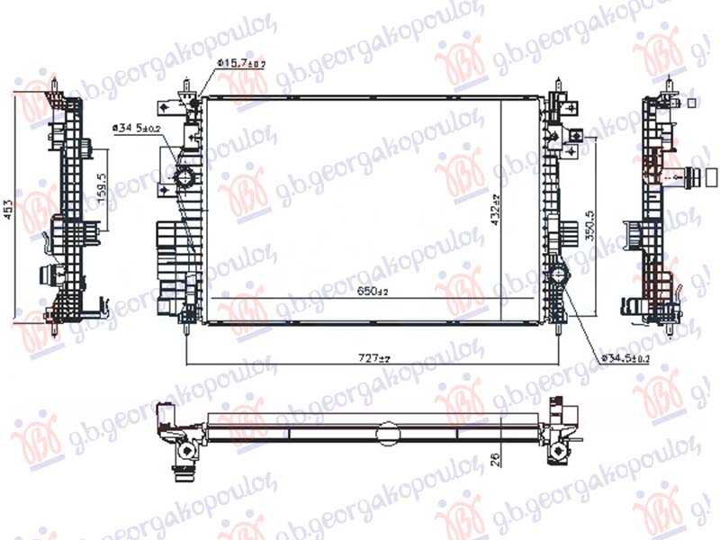 HLADNJAK MOTORA 1.6 BENZIN/HIBRID (650x432) (NISSENS) DS DS4 2021- (FR/FB/F3/FP/F4)
