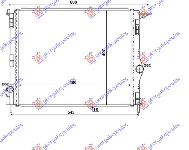 HLADNJAK MOTORA BENZIN (-AC) (47.7x40.6) DACIA SANDERO I 2008-2012 (BS)