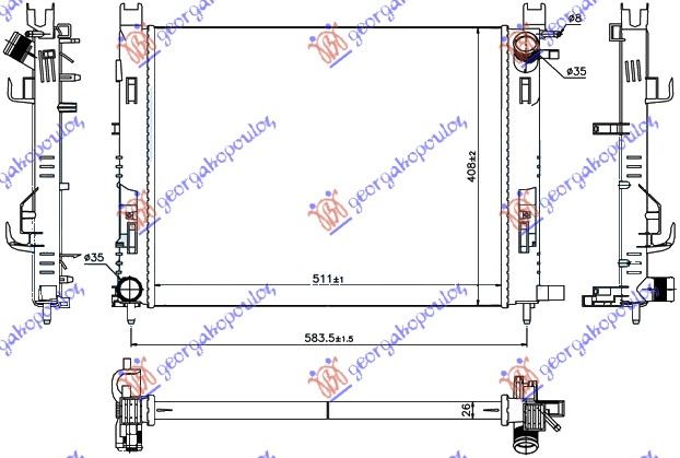 HLADNJAK MOTORA BENZIN/DIZEL (+AC) (51x40.8x2.7) 2012- RENAULT SYMBOL 2017-