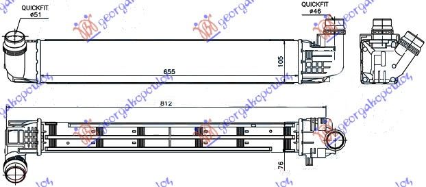 HLADNJAK INTERKULERA 1.5 DCi (655x105x76) -14 DACIA DUSTER I 2010-2017 (HS)