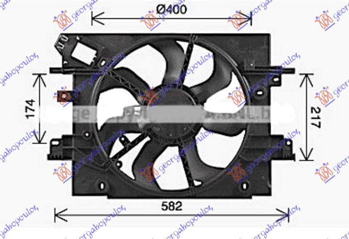 VENTILATOR 1.2/1.6 BENZIN - 1.5 DCI DIZEL (400mm) (2 PIN) (NISSENS) DACIA LODGY 2012-2022 (JS)