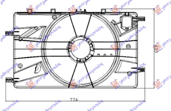 VENTILATOR KOMPLET (1.4/1.6 TURBO BENZIN - 1.6/1.7/2.0 CDTI) OPEL ASTRA J 5D/S.W. 2010-2013 (P10)