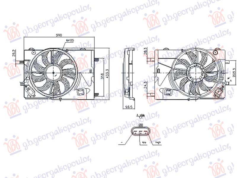 VENTILATOR (405mm) (3 PIN) OPEL MOKKA 2013-2016 (J13)