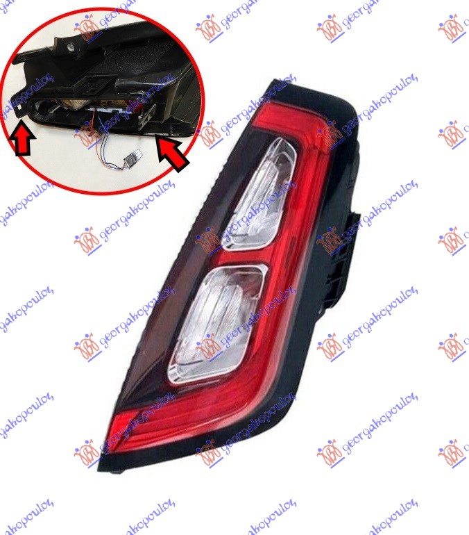STOP LAMPA (LED) (BEZ NOSACA SIJALICE) (ZA MODELE SA BRZOM MONTAZOM NOSACA SIJALICE) (DEPO) FIAT PUNTO 2012- (199)