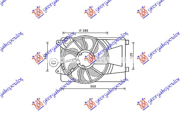 VENTILATOR KOMPLET (1.4i 8V/16V) (+AC) FIAT DOBLO 2009-2015 (263)