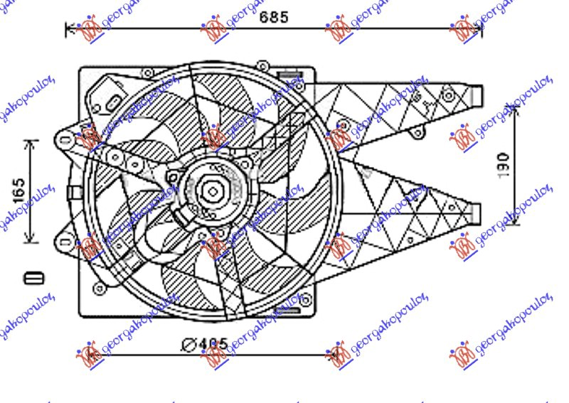 VENTILATOR KOMPLET (1.3/1.6/2.0 JTD) (-AC) FIAT DOBLO 2009-2015 (263)