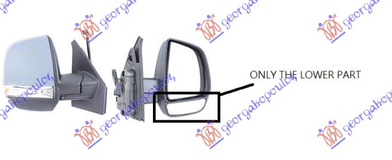 STAKLO RETROVIZORA (CARGO) (DONJI DEO) (KONVEKSNO) FIAT DOBLO 2015-2022 (263)