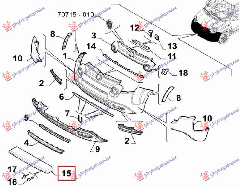ZASTITA MOTORA ISPOD BRANIKA PLASTICNA (ORIGINALNI) FIAT PANDA NEW 2012- (312/319)
