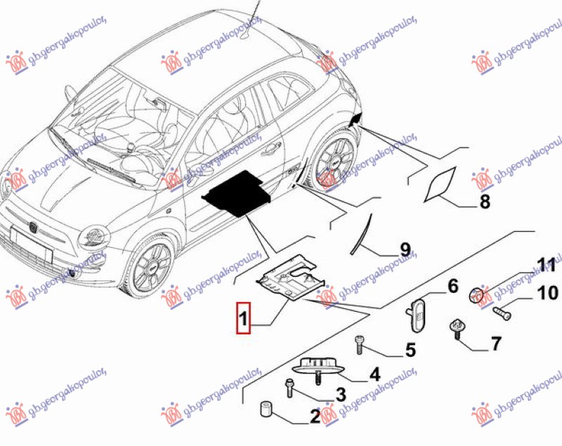 ZASTITA PODA PLASTICNA (ORIGINALNI) FIAT PANDA NEW 2012- (312/319)
