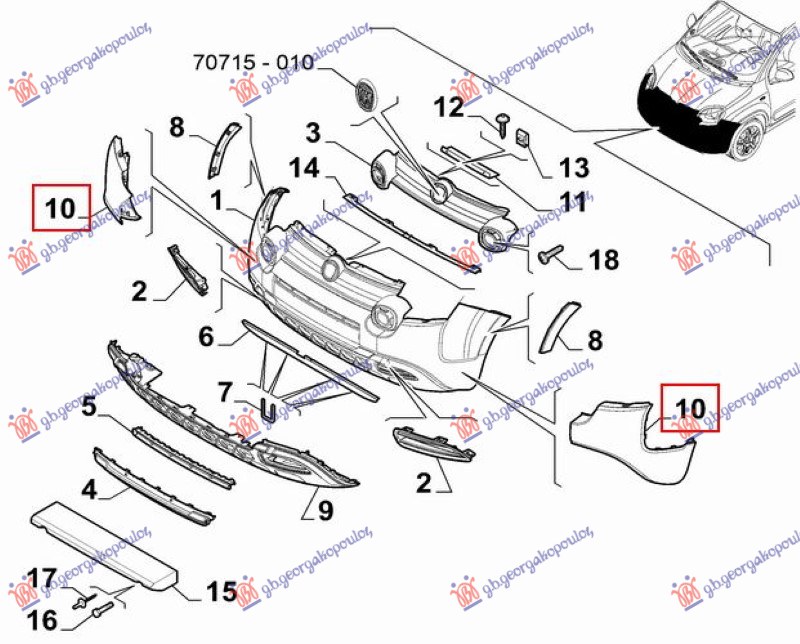 KRAJ PREDNJEG BRANIKA (CROSS) (ORIGINALNI) FIAT PANDA NEW 2012- (312/319)