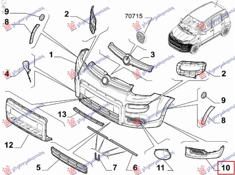 KRAJ PREDNJEG BRANIKA (4X4/TREKKING) FIAT PANDA NEW 2012- (312/319)