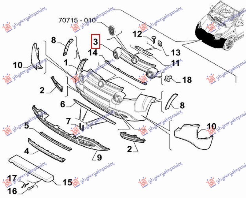 PVC MASKA (CROSS) (ORIGINALNI) FIAT PANDA NEW 2012- (312/319)