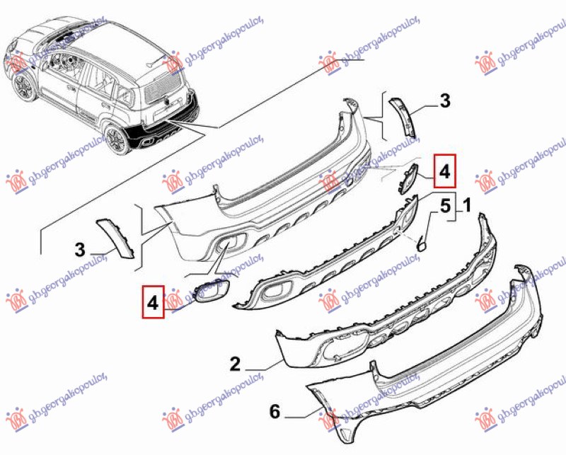 OKVIR ZADNJE MAGLENKE (CROSS) (ORIGINALNI) FIAT PANDA NEW 2012- (312/319)