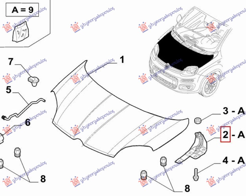 MAKAZE HAUBE (ORIGINALNI) FIAT PANDA NEW 2012- (312/319)