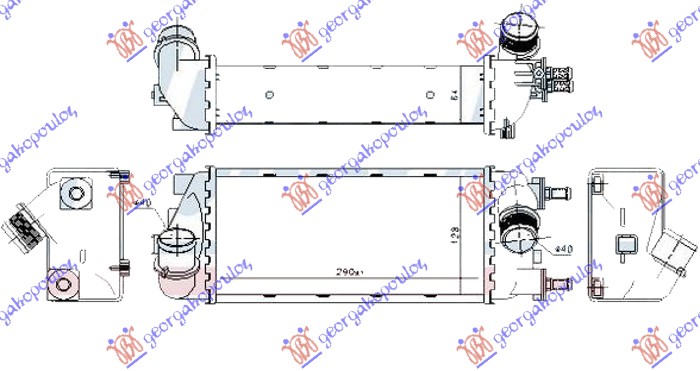 HLADNJAK INTERKULERA 0.9 TURBO BENZIN - 1.3 JTD DIZEL (290x130x64) FIAT PANDA NEW 2012- (312/319)