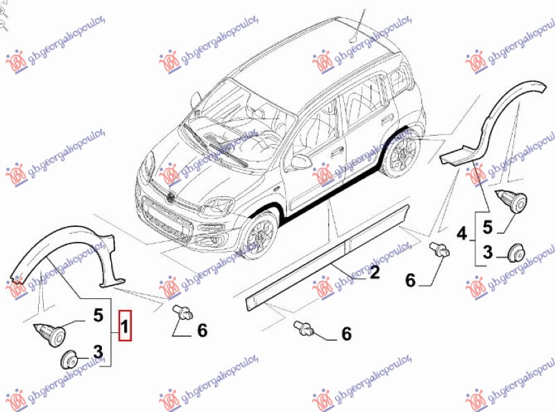 RUB PLASTICNI PREDNJEG BLATOBRANA (4X4/TREKKING) FIAT PANDA NEW 2012- (312/319)