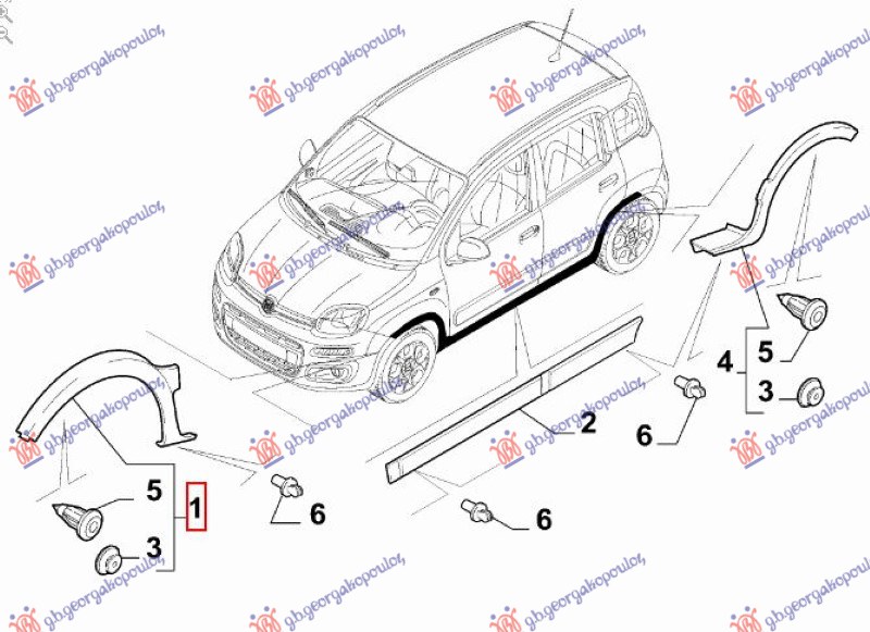 RUB PLASTICNI PREDNJEG BLATOBRANA (4X4/TREKKING) FIAT PANDA NEW 2012- (312/319)