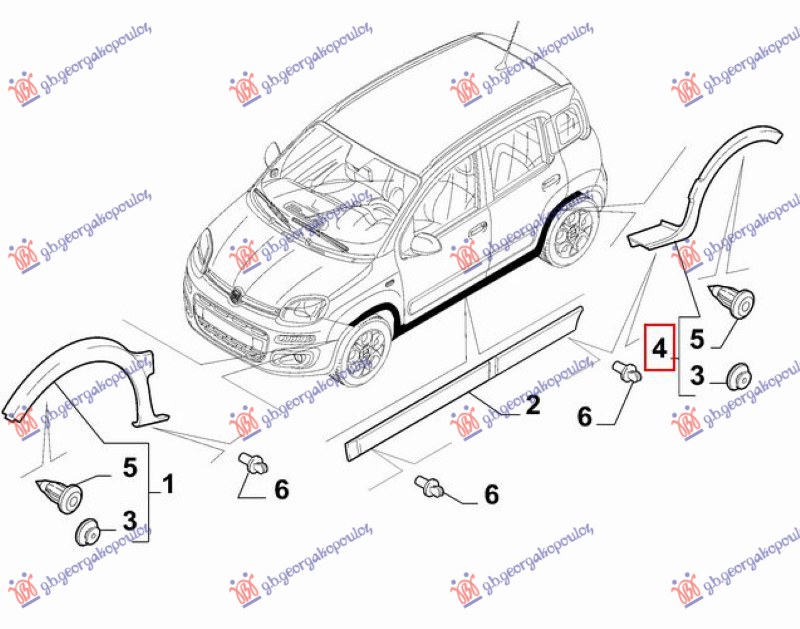 RUB PLASTICNI ZADNJEG BLATOBRANA (CROSS) FIAT PANDA NEW 2012- (312/319)