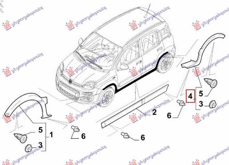 RUB PLASTICNI ZADNJEG BLATOBRANA (4X4/TREKKING) FIAT PANDA NEW 2012- (312/319)
