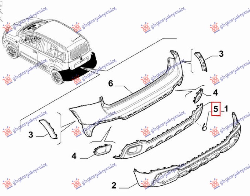 POKLOPAC KUKE ZADNJEG BRANIKA (CROSS) (ORIGINALNI) FIAT PANDA NEW 2012- (312/319)