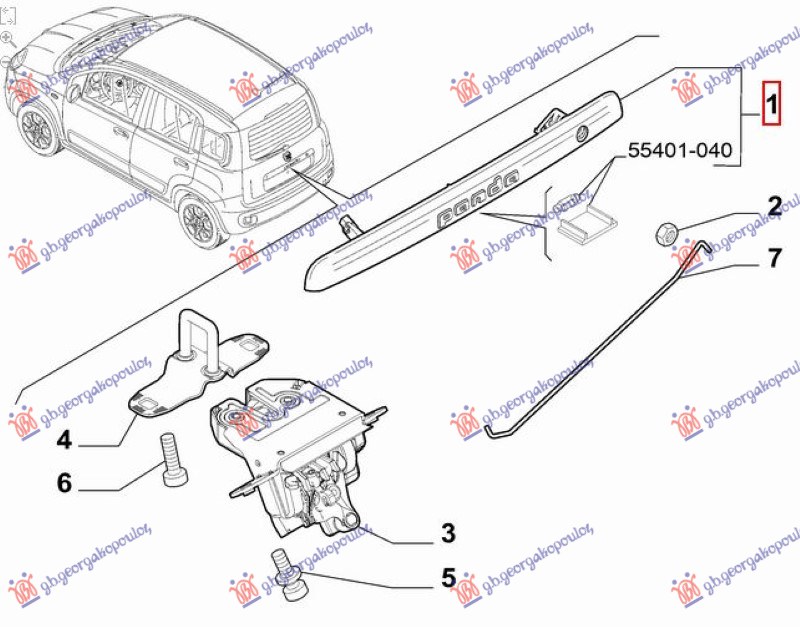 KVAKA GEPEK VRATA SPOLJASNJA (ORIGINALNI) FIAT PANDA NEW 2012- (312/319)
