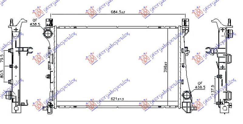 HLADNJAK MOTORA 1.6 MJTD DIZEL (MAN/AUTO) (620x400x26) (NRF) FIAT 500 L 2012-2017 (351/352)