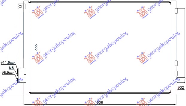 HLADNJAK KLIME 1.4i 16V (570x350x16) FIAT TIPO 2016-2021 (356/357)