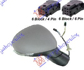 RETROVIZOR ELEKTRICNI SA GREJACEM PM (ELEKTRO-SKLOPIV) (MIGAVAC) (SENZOR) (KONVEKSNO STAKLO) FIAT 500 X 2019- (334)