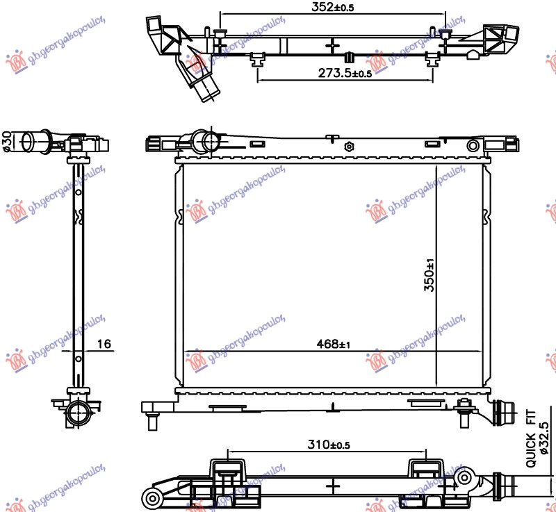 HLADNJAK MOTORA (1.0 HIBRID/BENZIN) (350x468x16) (BRZA SPOJNICA) (NRF) FIAT 500 2015- (312)