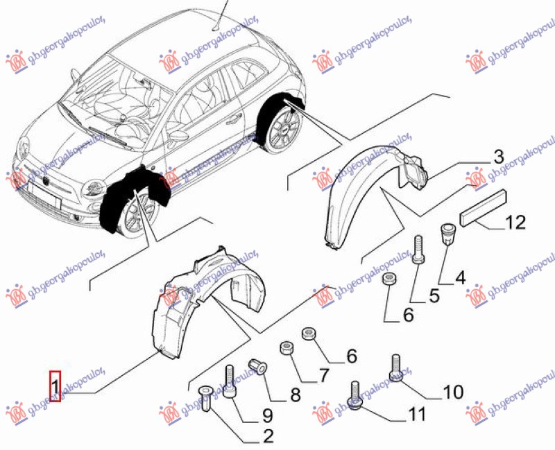 POTKRILO PLASTICNO (ORIGINALNI) FIAT 500e 2021-  (332)