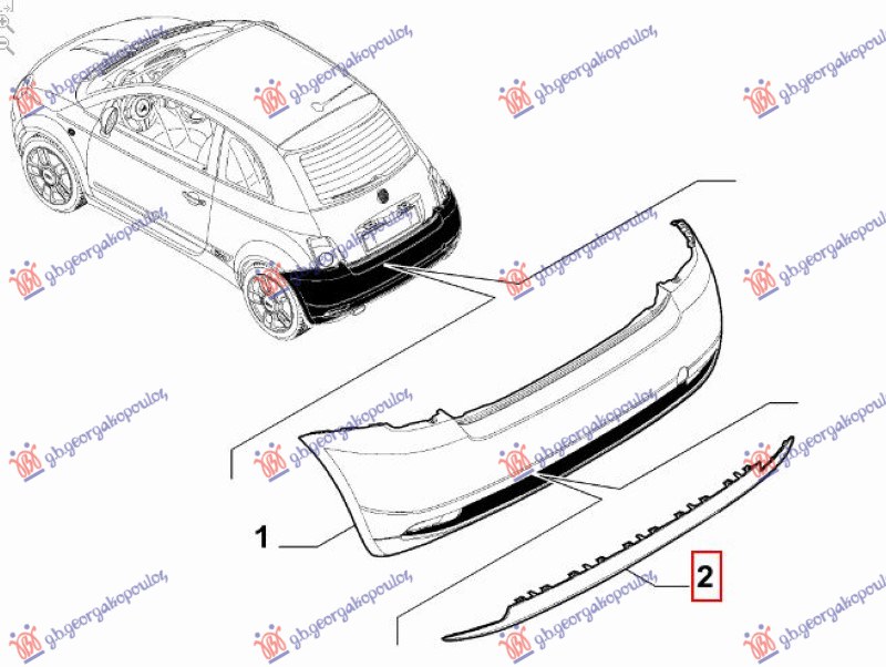 SPOJLER ZADNJEG BRANIKA FIAT 500e 2021-  (332)
