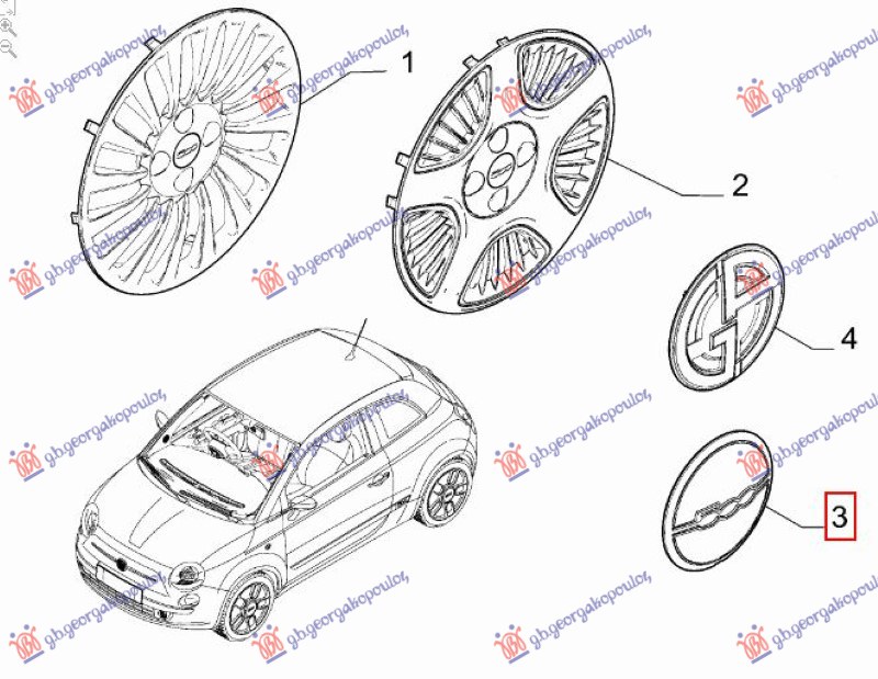 POKLOPAC RATKAPNE (ORIGINALNI) FIAT 500e 2021-  (332)