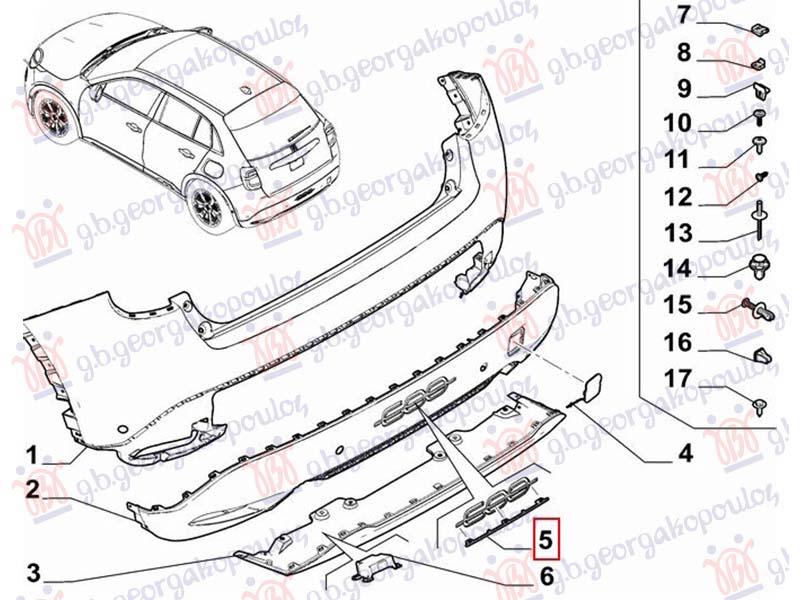 LAJSNA ZADNJEG BRANIKA DONJA (ZNAK) (ORIGINALNI) FIAT 600 2023- (365/364)