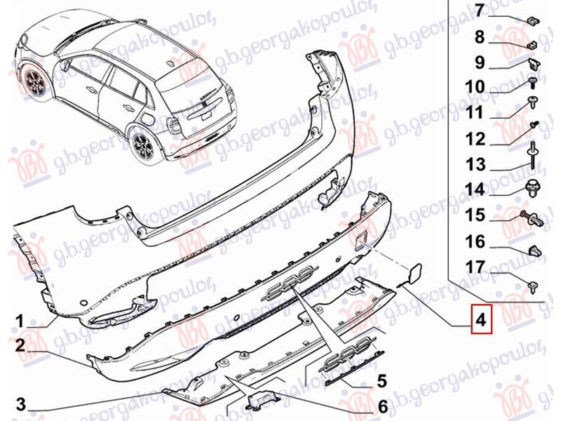 POKLOPAC KUKE ZADNJEG BRANIKA (ORIGINALNI) FIAT 600 2023- (365/364)