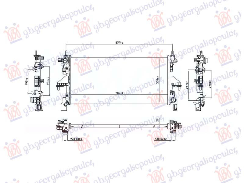 HLADNJAK MOTORA 2.2 DIZEL (MAN) (780x370) (NISSENS) FIAT e DUCATO III 2020-2025 (250)