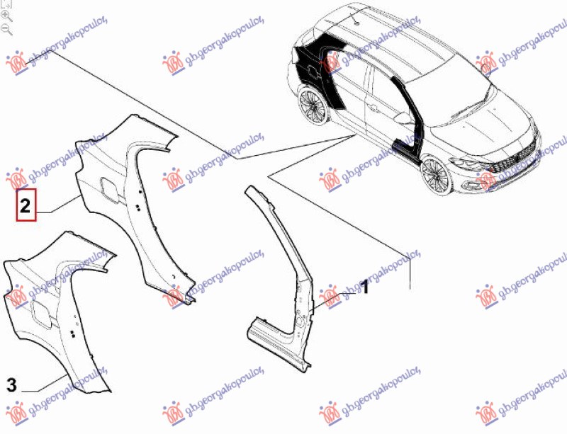 ZADNJI BLATOBRAN (H/B) (ORIGINALNI) FIAT TIPO 2016-2021 (356/357)