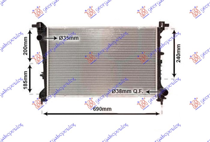 HLADNJAK MOTORA 1.4 (88KW) BENZIN (MAN) - 1.3 MJTD DIZEL (MAN) (620x390x16) FIAT TIPO 2016-2021 (356/357)