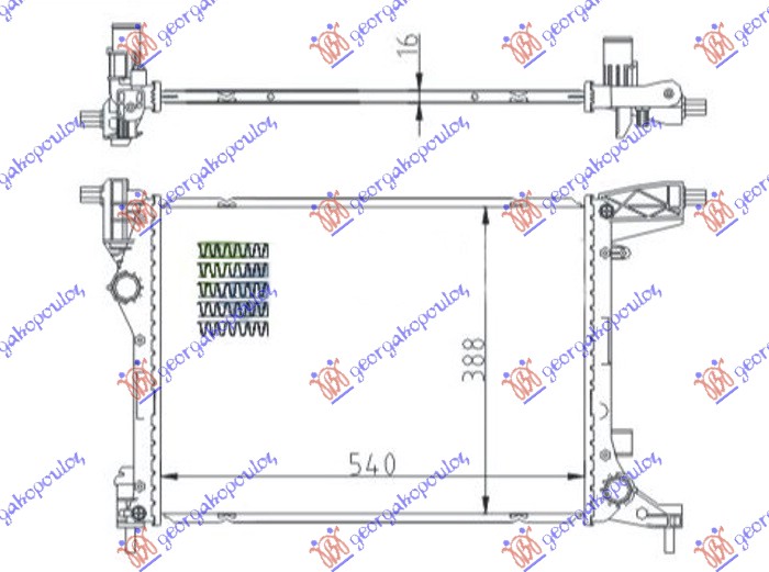 HLADNJAK MOTORA 1.4 (70KW) BENZIN (MAN) (540x410x16) FIAT TIPO 2016-2021 (356/357)