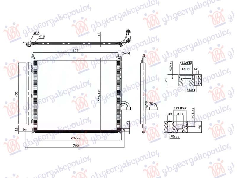 HLADNJAK KLIME DIZEL (602x521x12) FORD RANGER 2015-2019