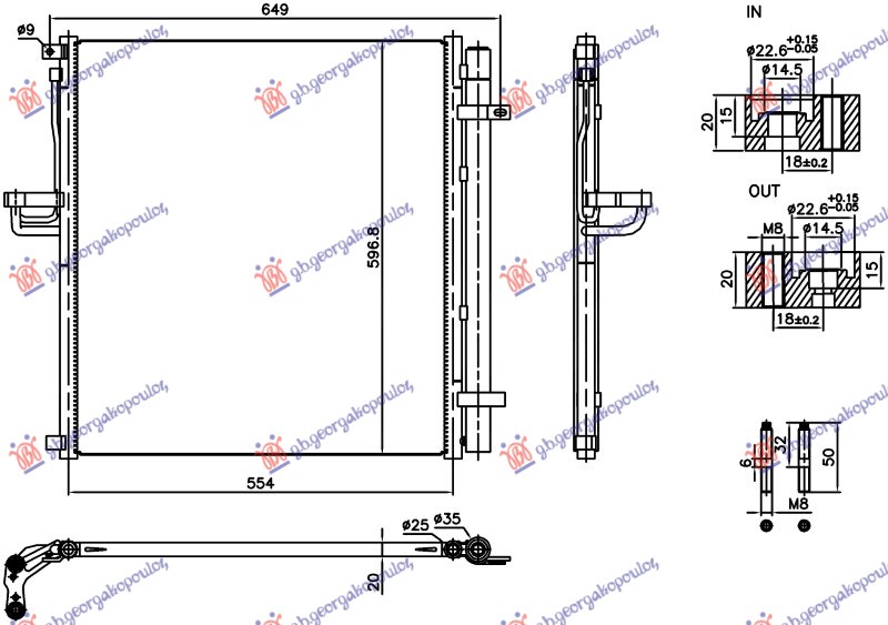 HLADNJAK KLIME 2.0 DIZEL (554x597x12) FORD RANGER 2019-2022