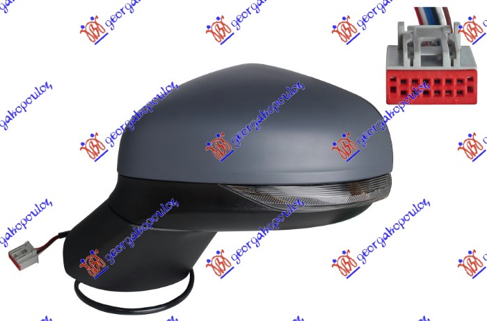 RETROVIZOR ELEKTRICNI SA GREJACEM PM (MIGAVAC) (6 PIN) (A KVALITET) (KONVEKSNO STAKLO) FORD PUMA 2020- (J2K/CF7)
