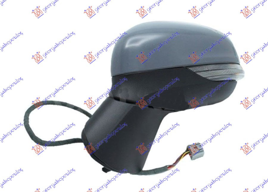 RETROVIZOR ELEKTRICNI SA GREJACEM PM (MIGAVAC) (MRTAV UGAO) (8 PIN) (KONVEKSNO STAKLO) FORD PUMA 2020- (J2K/CF7)
