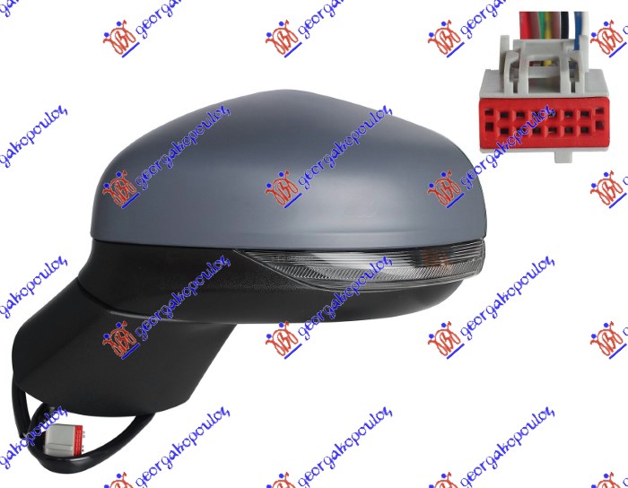 RETROVIZOR ELEKTRICNI SA GREJACEM PM (ELEKTRO-SKLOPIV) (MIGAVAC) (SVETLO) (10 PIN) (KONVEKSNO STAKLO) FORD PUMA 2020- (J2K/CF7)